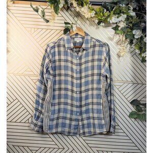 VELVET BY GRAHAM SPENCER Women's Blue Plaid Button Down Shirt Long Sleeve Size S